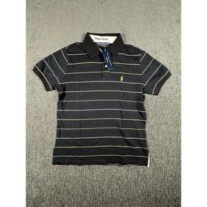 Polo Ralph Lauren Boys  Polo Shirt Black with Green Yellow White Stripes Size XL